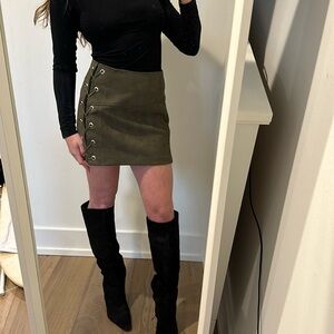 Luxxel ARMY GREEN SUEDE SKIRT